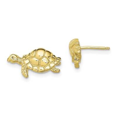 Turtle Post Earrings 10k Gold Polished 10TE857, MPN: 10TE857, 191101567018
