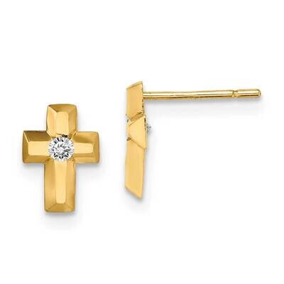 Cross Post Earrings 14k Gold CZ Diamond GK981 by Madi K, MPN: GK981, 191101901645