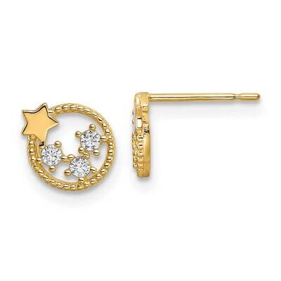 CZ Diamond Stars Post Earrings 14k Gold YE2059, MPN: YE2059, 191101786662
