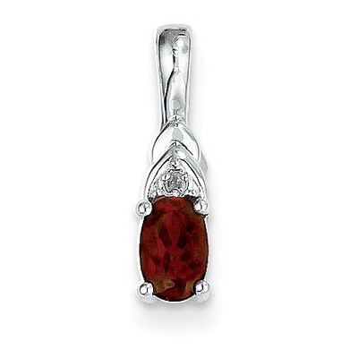 Garnet Diamond Pendant 14k White Gold Genuine XBS228, MPN: XBS228, 883957413631