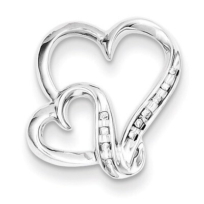 Double Heart Pendant Sterling Silver Rhodium-plated Diamond QP3274, MPN: QP3274, 883957359540