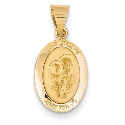 Saint Joseph Medal Pendant 14k Gold Polished and Satin XR1343, MPN: XR1343, 883957450421