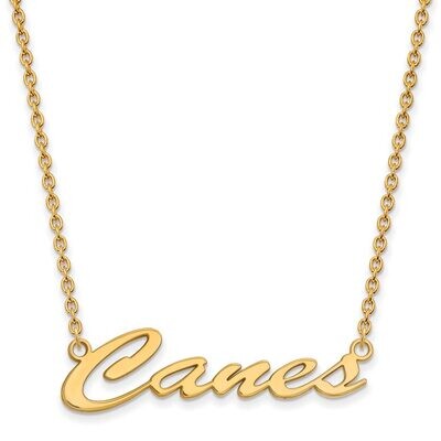 University of Miami Medium Pendant with Chain Necklace Gold-plated Silver GP070UMF-18, MPN: GP070UM…