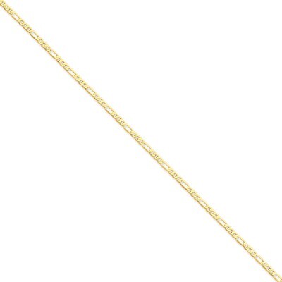 2.75mm Flat Figaro Chain 8 Inch 14k Gold FFL070-8, MPN: FFL070-8, 886774416311