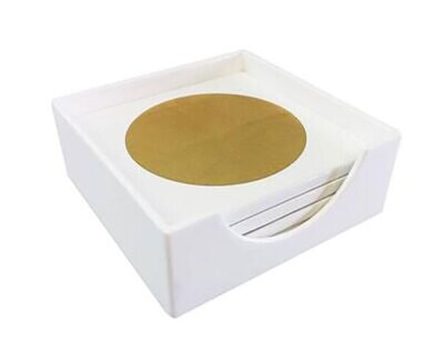 Tizo Circle Wood Coaster Set White &amp; Gold RD810WHCO, MPN: RD810WHCO,