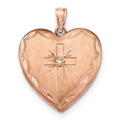 24mm with Diamond Cross Design Family Heart Sterling Silver Rose Gold-plated QLS760, MPN: QLS760,