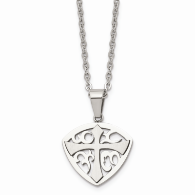 Brushed Cross Necklace Stainless Steel Polished SRN1604-20 by Chisel, MPN: SRN1604-20, 886774672960