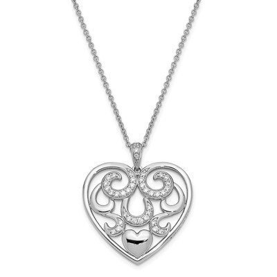 Antiqued I Am With You  18 Inch Necklace Sterling Silver CZ Diamond QSX651, MPN: QSX651, 8839578956…