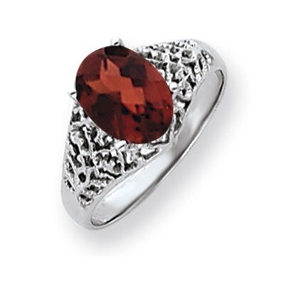 Garnet Checker Ring 14k white Gold 8x6mm Oval Y4697GC, MPN: Y4697GC, 883957593166