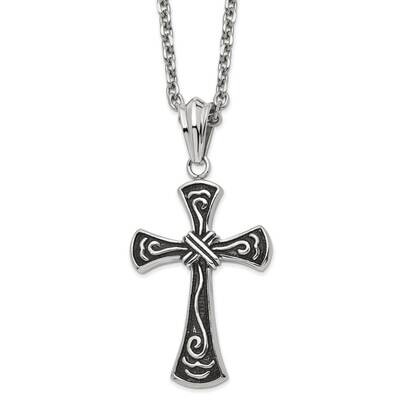 Antiqued and Polished Cross 24 Inch Necklace Stainless Steel SRN2857-24 by Chisel, MPN: SRN2857-24,…
