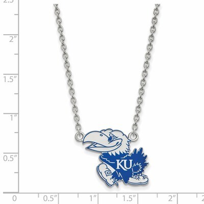 University of Kansas Large Enamel Pendant with Necklac - Sterling Silver SS078UKS-18, MPN: SS078UKS…
