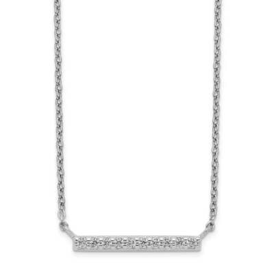 Bar Necklace Sterling Silver CZ Diamond QG5490-16, MPN: QG5490-16, 886774078601