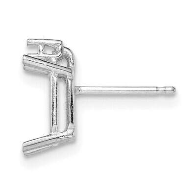 Emerald 4-Prong Diamond Accent 4 x 3mm Post Earring Mounting 14k White Gold WG376, MPN: WG376,