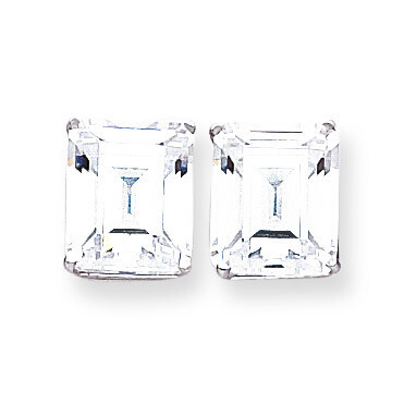 Cubic ZirconiDiamond Emerald Stud Earrings 14k Gold XE70WCZ, MPN: XE70WCZ, 883957096919