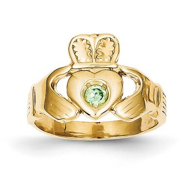 Green Synthetic Claddagh Ring 14k Gold CH226, MPN: CH226, 883957898599