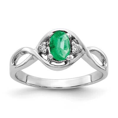 6x4mm Oval Emerald Aaa Diamond Ring 14k White Gold Y2086E/AAA, MPN: Y2086E_AA, 883957707808