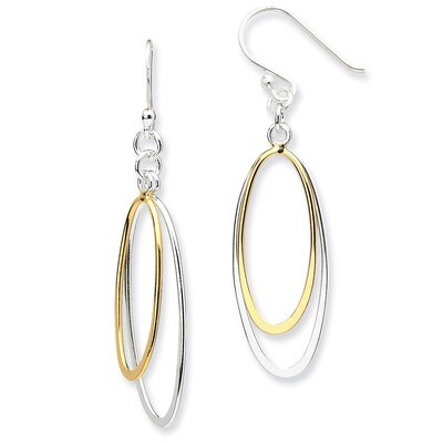 Dangling Double Oval Earrings Sterling Silver QE7237, MPN: QE7237, 886774246864