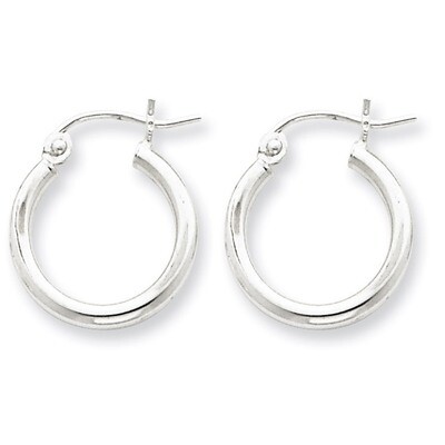 2mm Round Hoop Earrings Sterling Silver Rhodium-plated QE797, MPN: QE797, 883957940816