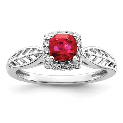 Ruby and Diamond Halo Ring 14k White Gold Polished RM8173-RU-055-WA, MPN: RM8173-RU-055-WA,