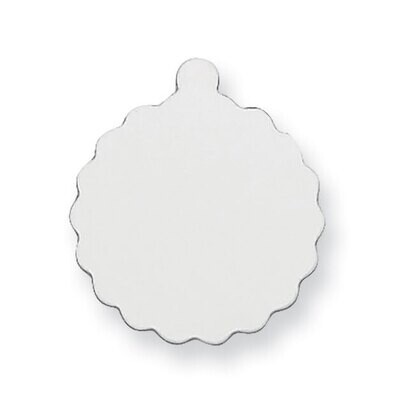 Round Scalloped with Eyelet Stamping Sterling Silver Rhodium-plated SS1273, MPN: SS1273,