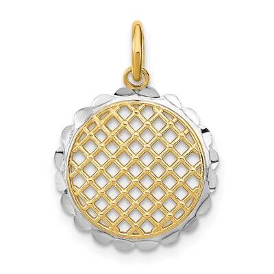 Sunflower Pendant Charm 14k Gold Rhodium Diamond-cut K9035, MPN: K9035, 637218022199