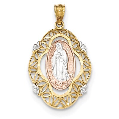 Polished Guadalupe Medal Pendant 14k Tri-Color Gold K5646, MPN: K5646, 886774618944