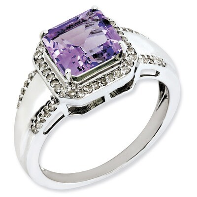Amethyst &amp; Diamond Ring Sterling Silver QR3080AM, MPN: QR3080AM, 883957648002