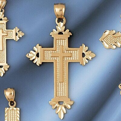 Dazzlers Jewelry Cross Pendant Necklace Charm Bracelet in Yellow, White or Rose Gold 7958, MPN: DZ-…