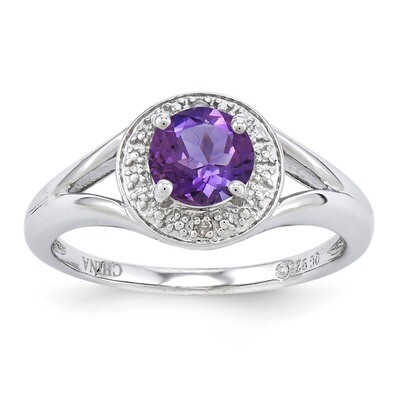 February Amethyst Ring Sterling Silver Diamond QBR11FEB, MPN: QBR11FEB, 886774188447