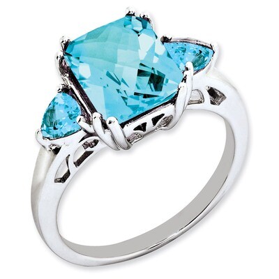 Blue Topaz Ring Sterling Silver QR2916BT, MPN: QR2916BT, 883957610351