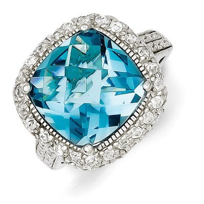 Blue Diamond Ring Sterling Silver QR1418, MPN: QR1418, 883957181936