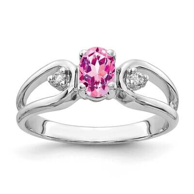 6x4mm Oval Pink Sapphire Aaa Diamond Ring 14k White Gold Y2082SP/AAA, MPN: Y2082SP_AA, 883957709024