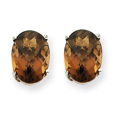 8x6 Oval Smokey Quartz Earrings 14k White Gold XE88WSQ, MPN: XE88WSQ, 883957108476