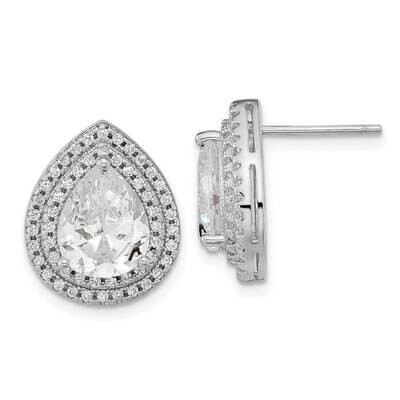 Cheryl M Rhodium-Plated Fancy Pear CZ Diamond Post Earrings Sterling Silver QCM1514, MPN: QCM1514, …