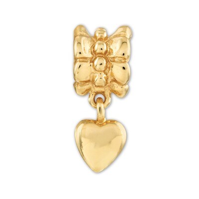 Gold-plated Heart Dangle Bead - Sterling Silver QRS476GP, MPN: QRS476GP, 883957534176
