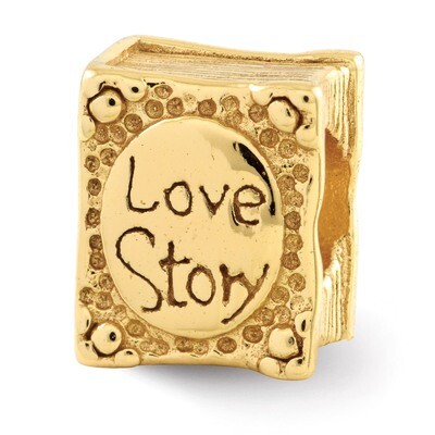 Gold-plated Love Story Book Bead - Sterling Silver QRS1904GP, MPN: QRS1904GP, 883957440828