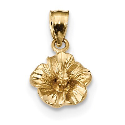 Hibiscus Pendant 14k Gold Satin Diamond-cut K5972, MPN: K5972, 883957739861