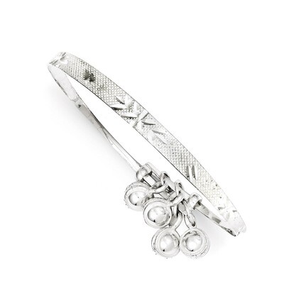 Diamond-cut &amp; Textured Bell Children&#39;s Adjustable Bangle Sterling Silver QG2820, MPN: QG2820, 88677…