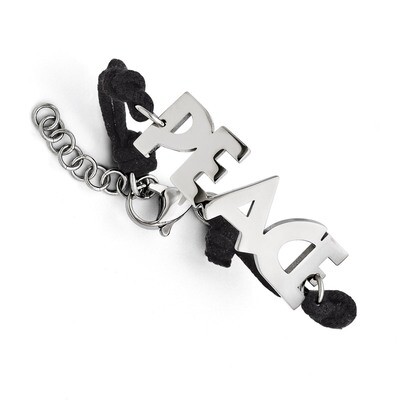 Polished Peace with 10.75 Inch Extension Fabric Cord Bracelet - Stainless Steel SRB1246 by Chisel, …