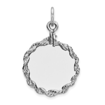Engravable Rnd with Rope Polish Front Satin Back Disc Sterling Silver Rhodium-plated QM501/18, MPN:…