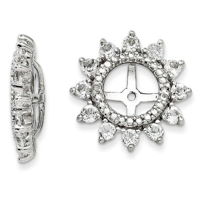 Diamond &amp; White Topaz Earring Jacket Sterling Silver Rhodium QJ104APR, MPN: QJ104APR, 191101387951