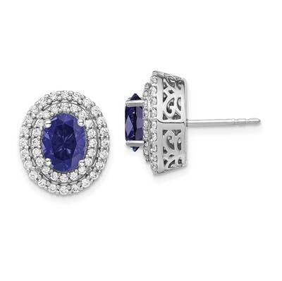 Created Blue Sapphire Earrings 14k White Gold Lab Grown Diamond EM7500-CSA-080-WLG, MPN: EM7500-CSA…