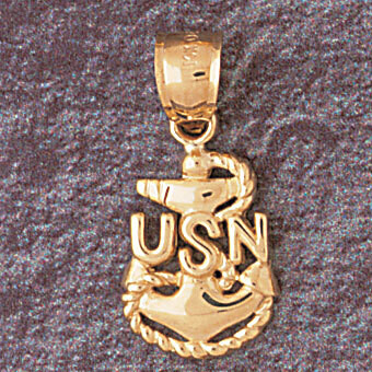 Dazzlers Jewelry Us Navy Sign Pendant Necklace Charm Bracelet in Yellow, White or Rose Gold 4647, M…