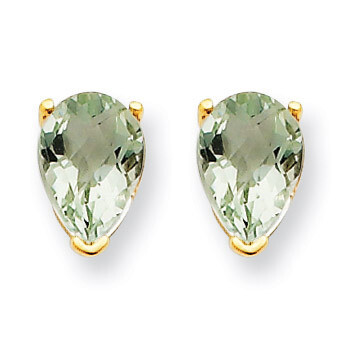 7x5 Pear Green Quartz Earrings 14k Gold XE80CG, MPN: XE80CG, 883957103174