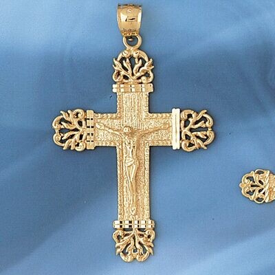 Dazzlers Jewelry Jesus Christ on Cross Pendant Necklace Charm Bracelet in Yellow, White or Rose Gol…