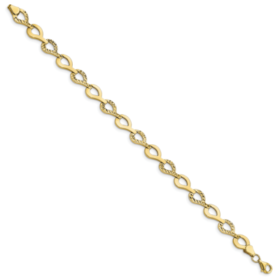 Leslie&#39;s Fancy Link Bracelet 10k Gold Polished Diamond-cut HB-10LF599-7.5, MPN: 10LF599-7.5, 191101…