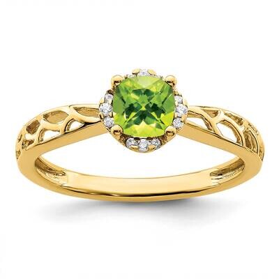 Polished Peridot and Diamond Ring 14k Gold RM8151-PE-060-YA, MPN: RM8151-PE-060-YA,