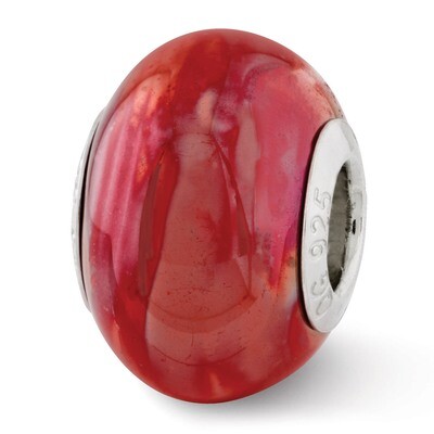 Orange Pink Ceramic Bead - Sterling Silver QRS3000, MPN: QRS3000, 886774992846