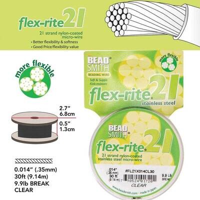 Flex-rite 21 Clear .014in Diameter 30 Feet Strand Wire Stainless Steel CRD852/14-30, MPN: CRD852/14…