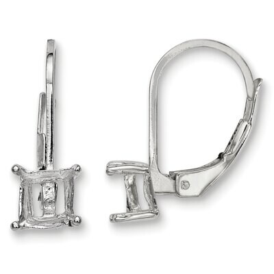 5mm Square Stone Leverback Earring Component Sterling Silver Polished SS4929, MPN: SS4929,